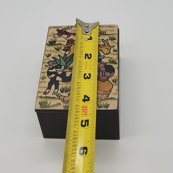 Folk Art Wooden Trinket Box Hand Painted Cabra Micheq Pastora - Picture 12 of 14